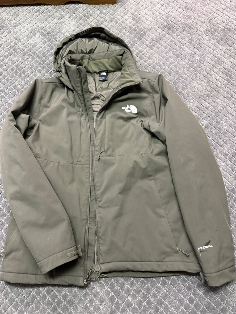 The North Face Men's Olive Green Hooded Performance Jacket